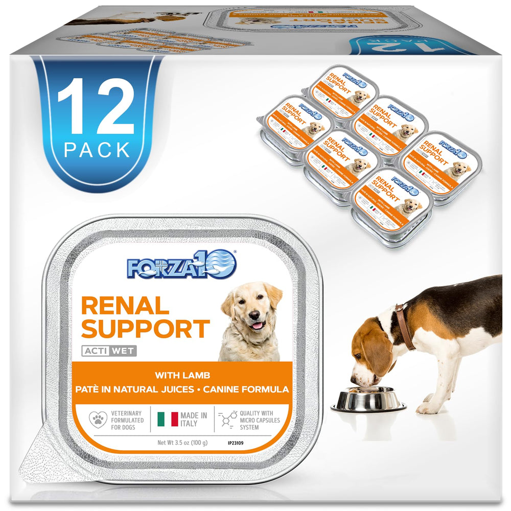 Forza10 kidney-support wet dog food in lamb flavor for daily meals.