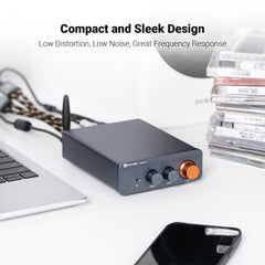 Fosi Audio BT20A Pro top view highlights compact, heat-dissipating design.
