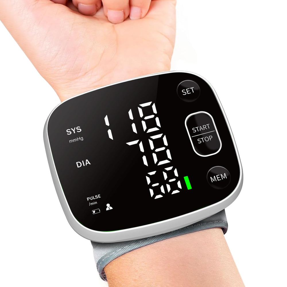 FOTOSY blood-pressure-monitor wrist-cuff reads easily for accurate home use.