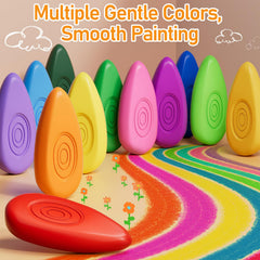 Four Candies water-drop grip crayons aid toddler coloring comfort.