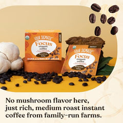 Close-up of Lion's Mane and Chaga blend in branded packaging.