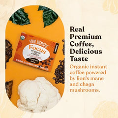 Four Sigmatic Mushroom Coffee Lion's Mane sachets on a desk for focus.
