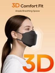 FOXFUN KN95 50-pack worn on face, comfortable daily wear for extended use.