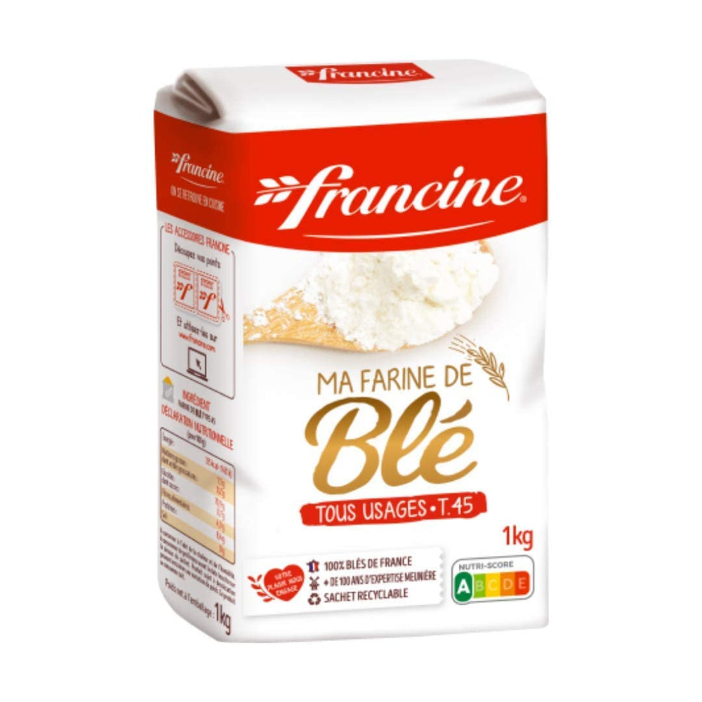 Francine T55 wheat flour bag, showing light texture for bread and pastries
