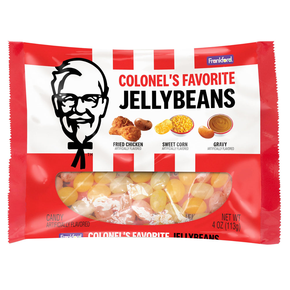 Frankford KFC fried chicken jelly beans for flavor testing.