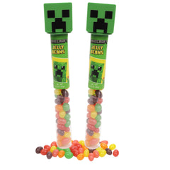 Frankford Minecraft Creeper candy tube with colorful jelly beans; ideal for Easter baskets.