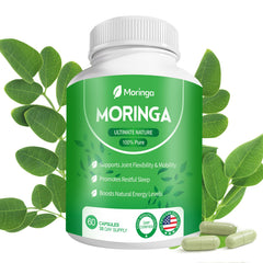 Fravonique Moringa Capsules bottle front for daily energy support.