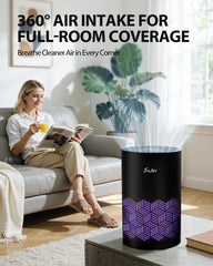 FreAire air purifier with 360-degree airflow refreshes air quickly.