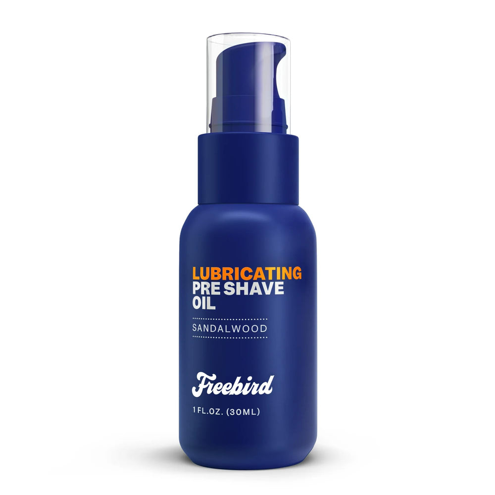 Freebird Pre Shave Oil sandalwood bottle ready for a smooth prep
