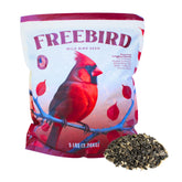 FREEBIRD Wild Bird Seed 5lb bag front view for outdoor feeders and year-round attraction.