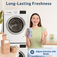 Freelivity In-Wash Scent Booster Beads in-washer-drum demonstrates compatibility with cold water.