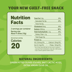 Freestyle Snacks olive pack pouch highlights single-serve, all natural olives