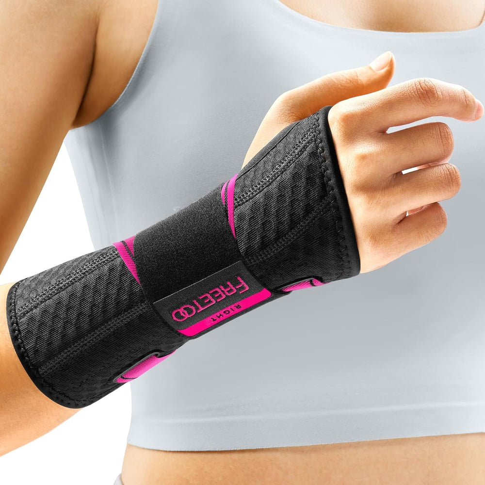 FREETOO carpal tunnel wrist brace with night support for the right hand.