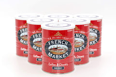 French Market Coffee & Chicory Dark Roast cup with steam, ideal for café au lait lovers