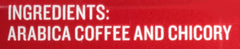 French Market Coffee & Chicory Dark Roast cup with milk reveals smooth, balanced taste.
