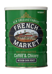 French Market decaf chicory ground coffee with rich aroma and smoother finish.