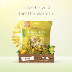 Close-up of fresh ginger chews showing 16 percent ginger in the lemon flavor