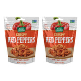 Fresh Gourmet Crispy Red Peppers bag closeup, ready-to-use crunch for salads.