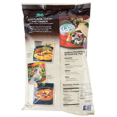 Fresh Gourmet Tri-Color Tortilla Strips on salad for vibrant crunch