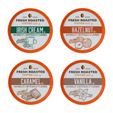 Fresh Roasted Coffee decaf flavored pods variety pack for caffeine-free tasting.