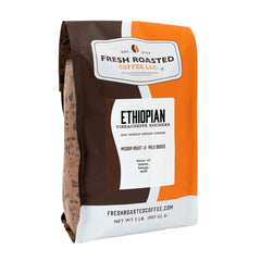 Fresh Roasted Coffee Ethiopian Yirgacheffe Kochere bag label highlights single-origin quality.