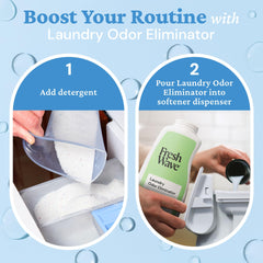 Fresh Wave Laundry Booster dissolving during wash for plant-based scent