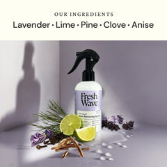 Fresh Wave Lavender essence drops illustrate calming aroma for room freshness.