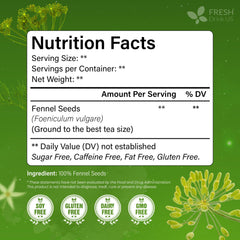 Closeup of FreshDrinkUS fennel tea bags highlighting sun-dried fennel seeds and aroma.