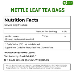 FreshDrinkUS nettle tea bag close-up of leaves highlighting quality.