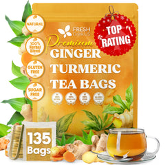 FreshDrinkUS turmeric ginger tea bags packaging showcases eco-friendly design
