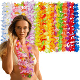 Freyalife Hawaiian leis 24-pack colorful display for vibrant luau decor.