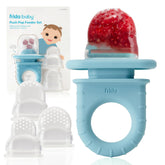 Frida Baby Push Pop Feeder with blue cap for safe self-feeding exploration