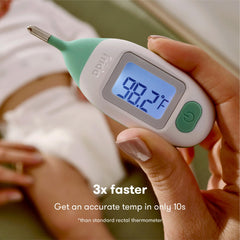 Frida Baby rectal thermometer in protective case for travel and storage