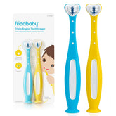 Frida Baby Triple-Angle Toothhugger yellow brush head cleans all sides at once