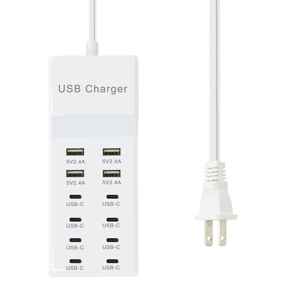 FRISATPOW USB C power strip front view for desktop multi-device charging