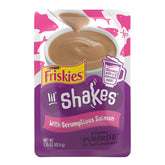 Friskies Lil’ Shakes salmon puree topper pouch for easy lickable treats