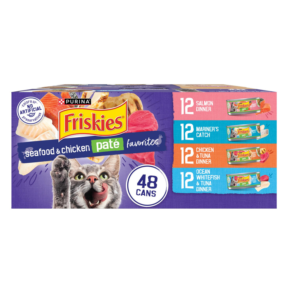 Friskies Pate Seafood Cans entice her with aroma to invite her to dine.