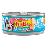 Friskies Tasty Treasures ocean fish and tuna in sauce can entices at mealtime
