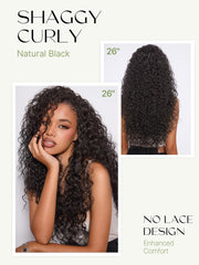 Frodio Curly Half Wig illustrating 90-second installation for busy mornings