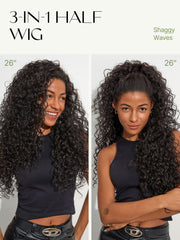 Frodio Curly Half Wig showing drawstring cap for quick secure fit