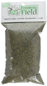 From The Field Fine Ground Stalkless Catnip packaging shows fresh USA-grown quality for cats' playtime