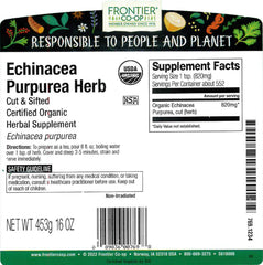 Frontier Co-op Echinacea Purpurea herb cut and sifted for flavorful tea brewing.