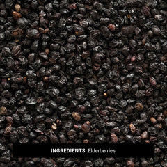Frontier Co-op dried elderberries for syrups and jams, rich flavor and color.