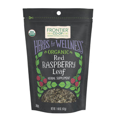 Frontier Co-op red raspberry leaf bag for caffeine-free herbal teas