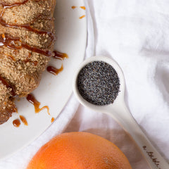 Close-up of Frontier Co-op poppy seeds highlighting texture and color for cooking