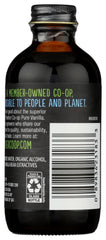 Frontier Co-op vanilla extract label close-up showing organic certification