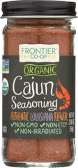 Frontier Co-op Cajun seasoning bottle on kitchen counter adds bold Louisiana flavor to meats