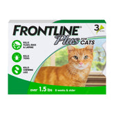 Frontline Plus Cat bottle application illustrates easy, fast protection for fleas and ticks.