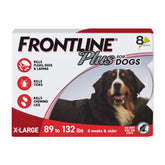 Frontline Plus dog application spot shows quick, monthly protection.
