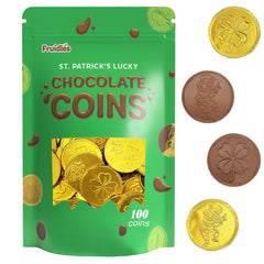 Fruidles St. Patrick's coins in gold foil, great as festive gifts or decorations.